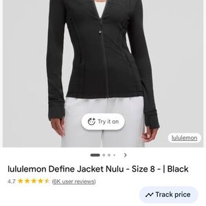 Lululemon Define Black Jacket Size 8